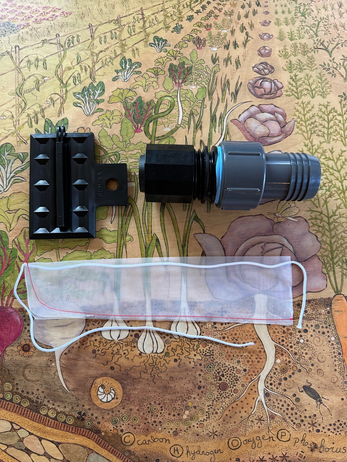 Sumisansui R series 1.5 inch barb connection kit, fabric filter, and tube stopper 'sumi soaker R-wide sumisoaker max'