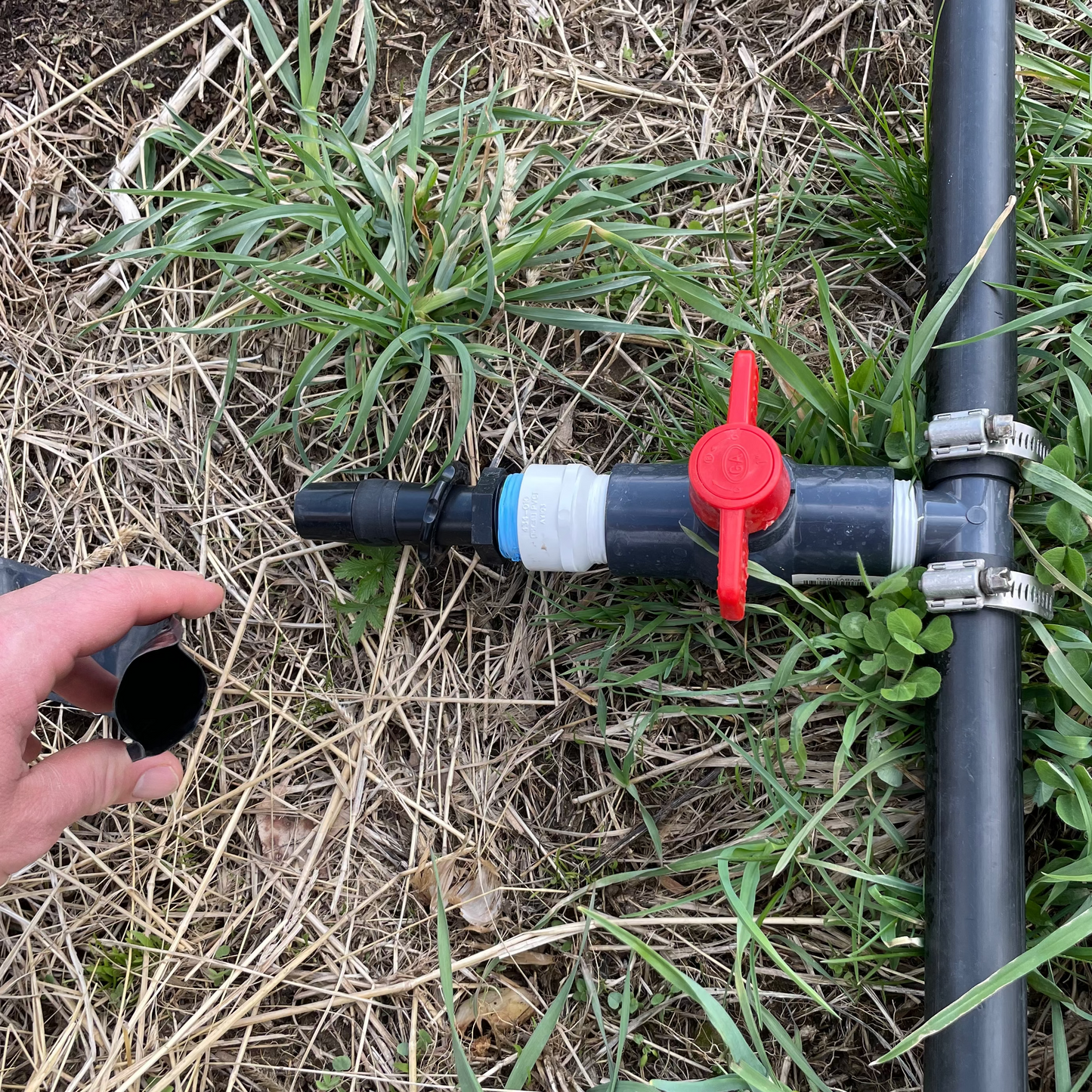 1" Barbed PVC T Fitting with Valve to adapt Sumisansui Sumi Soaker Mark II III 3 R Wide Max in field with header pipe