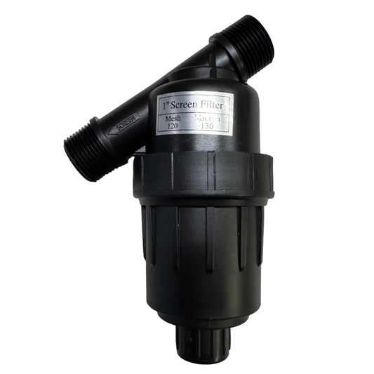 Plastic Y filter 1" with stainless screen for Sumisansui Sumi Soaker Mark II and Mark 3 Irrigation tubes