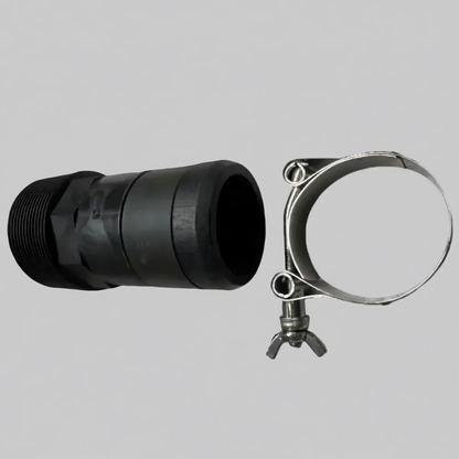 Sumi Rain threaded connector with stainless wide band T bolt hose clamp for Sumi Soaker Max