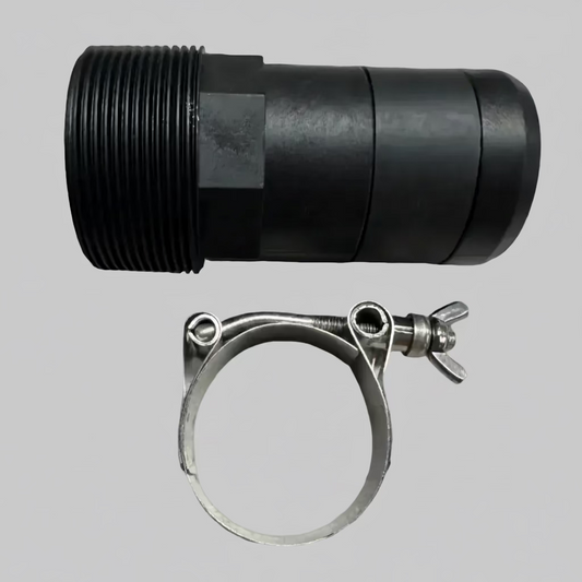 Sumi Rain threaded connector with stainless wide band T bolt hose clamp for Sumi Soaker Max