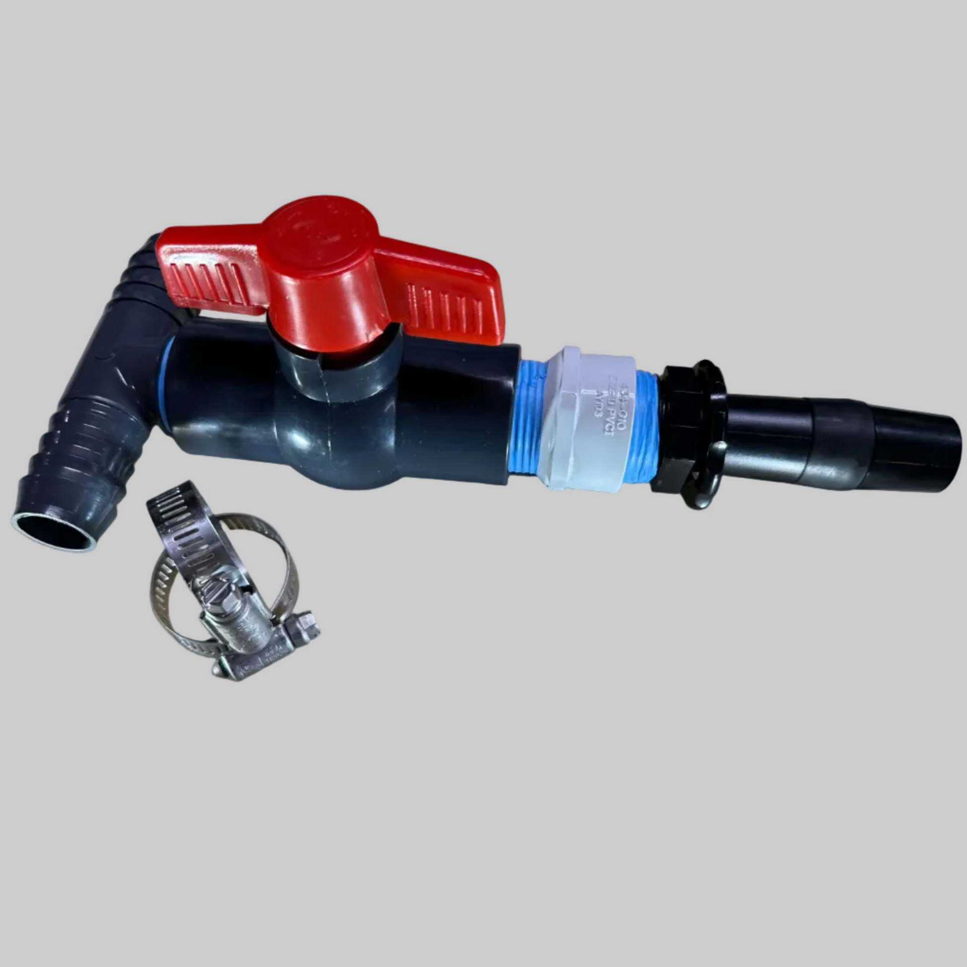 1" header connector with valve and hose clamps, sumisansui start connector for sumi soaker mark II Mark 3 max